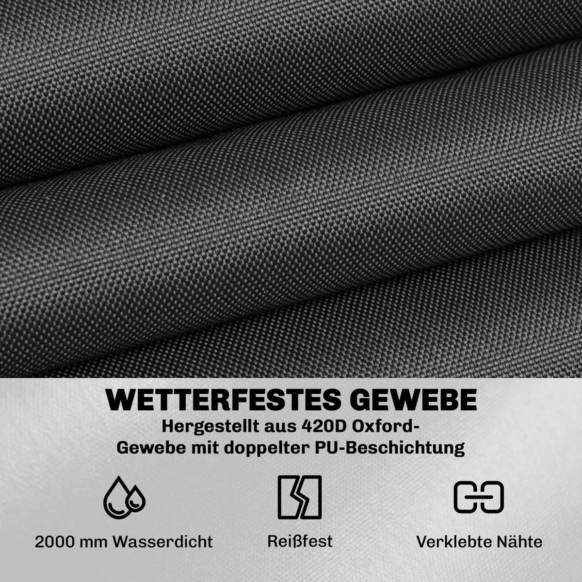 Round Garden Furniture Cover, Waterproof, 420D Oxford, Black