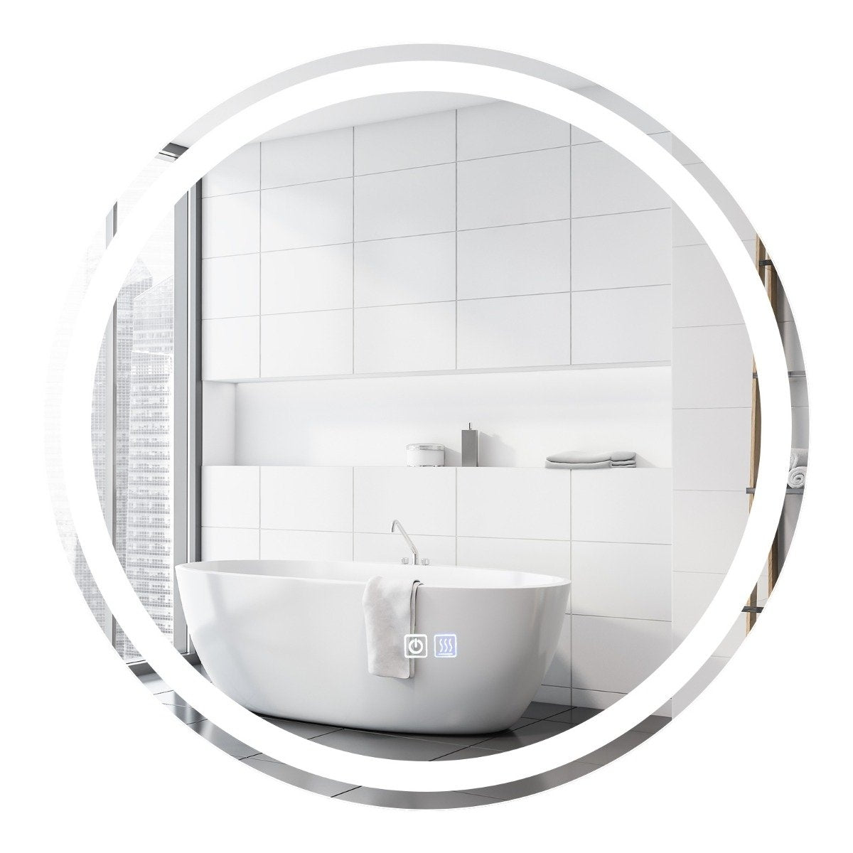 Round LED mirror bathroom mirror for wall mounting 3000 K-6000 K Ø 60 cm
