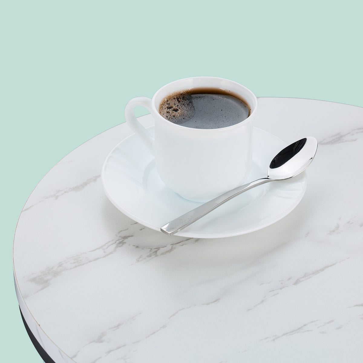Round Marble Look Side Table with 2 Levels