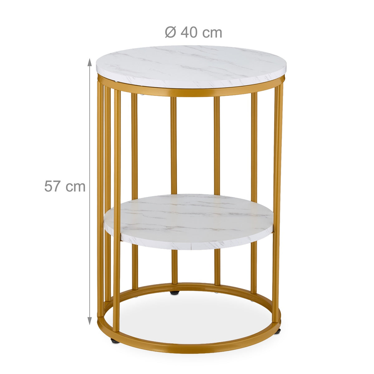 Round Marble Look Side Table with 2 Levels