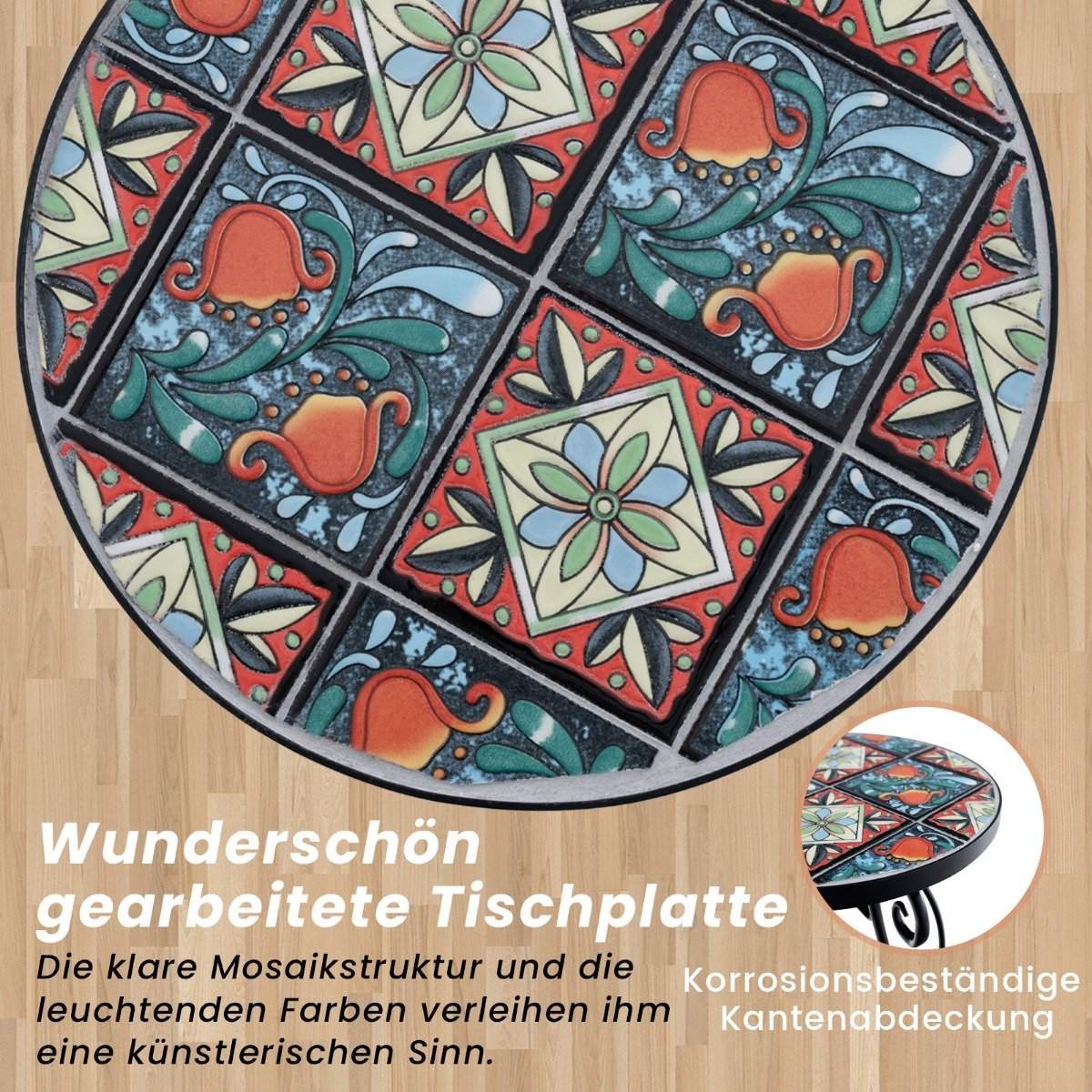 Round Mosaic Side Table – 30x50 cm, Indoor/Outdoor