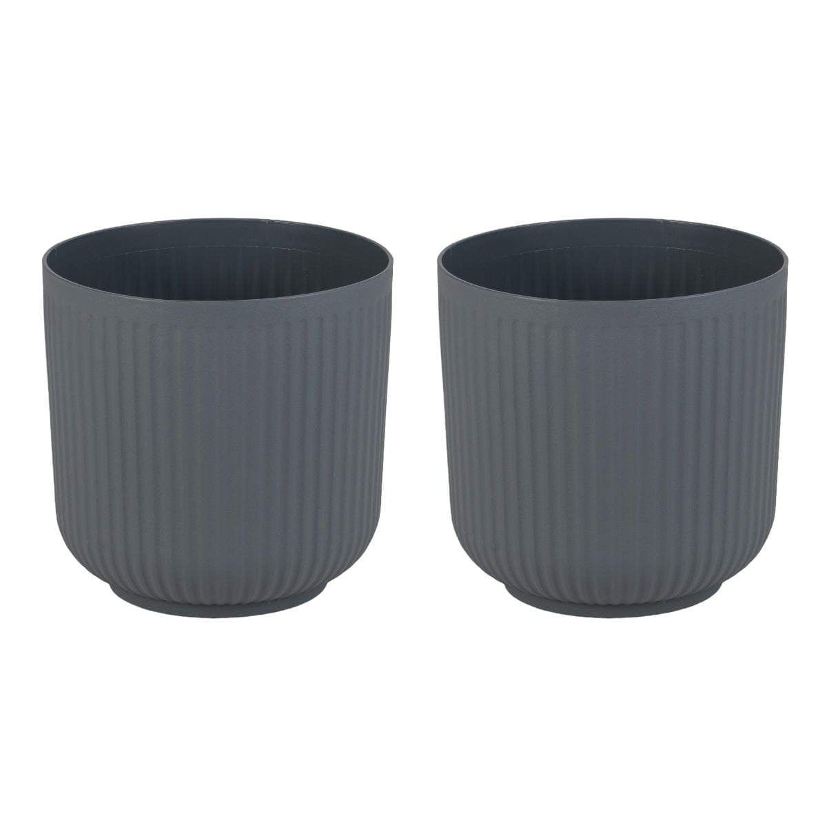 Round Planters with Drainage Holes, Set of 2, Gray