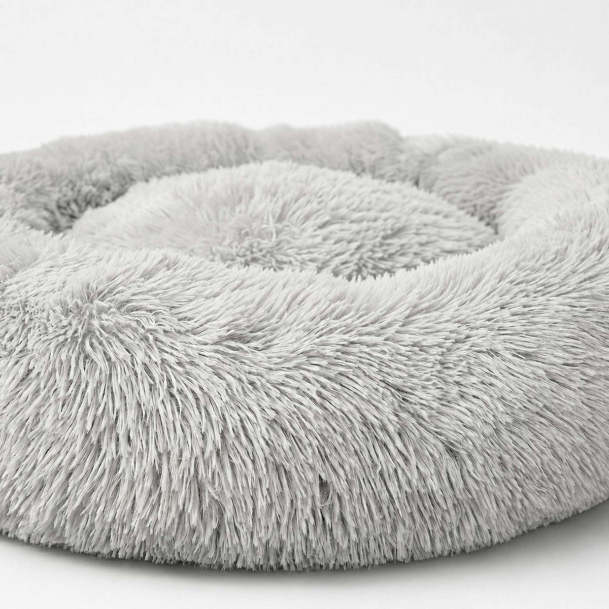 Round Plush Dog Bed, 100 cm, Light Grey