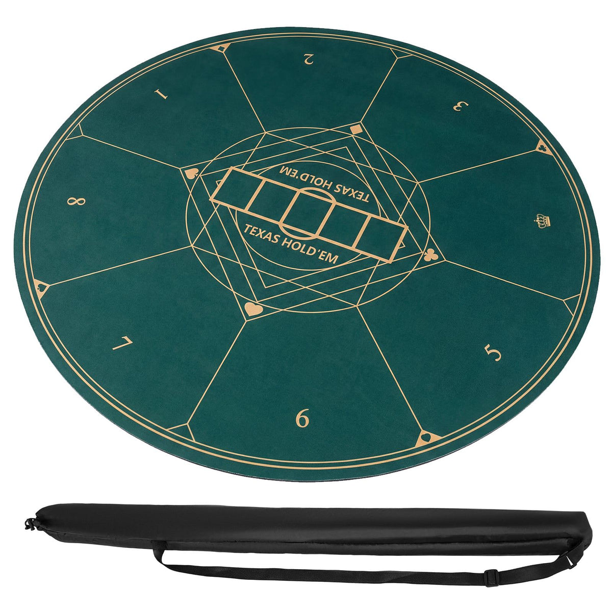 Round Poker Table Mat, Non-Slip, Foldable, 100 cm, 8 Players