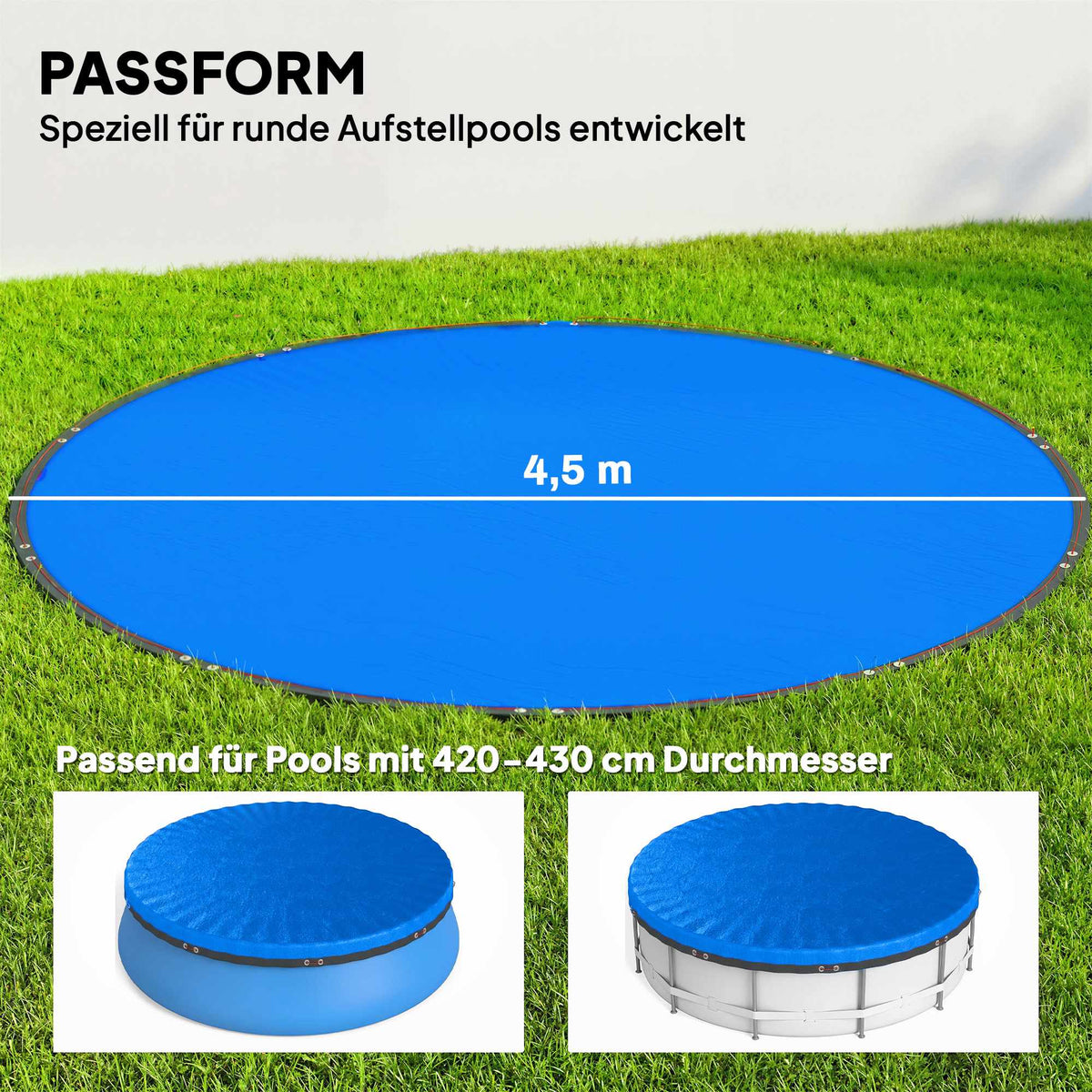 Round Pool Cover Ø450 cm, Dust & Waterproof with Secure Fit