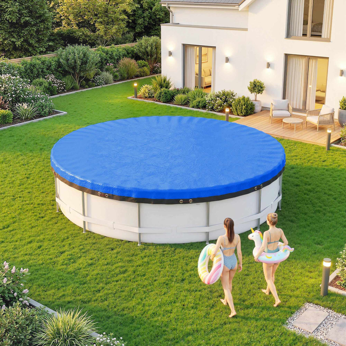 Round Pool Cover Ø450 cm, Dust & Waterproof with Secure Fit