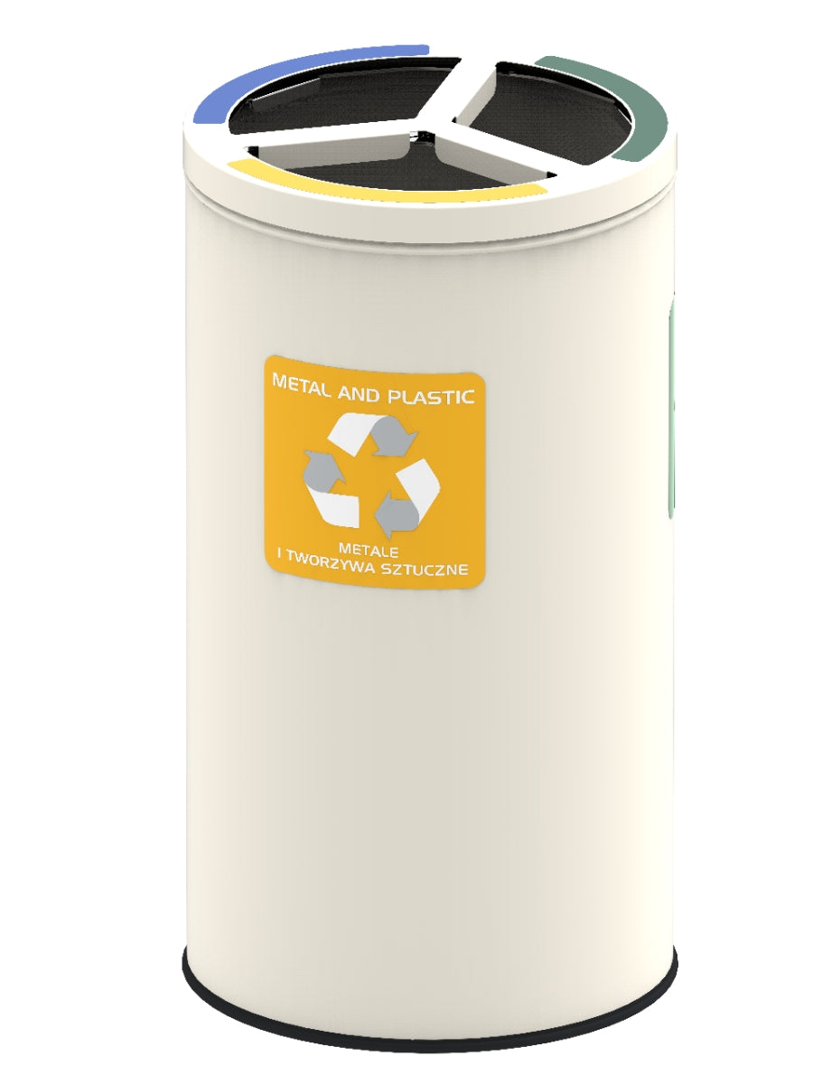 Round Recycling Bin 3x25L – Yellow, Blue, Green