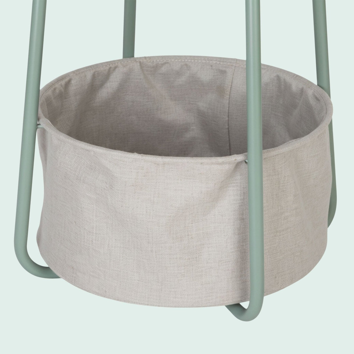 Round Side Table with Fabric Storage Basket