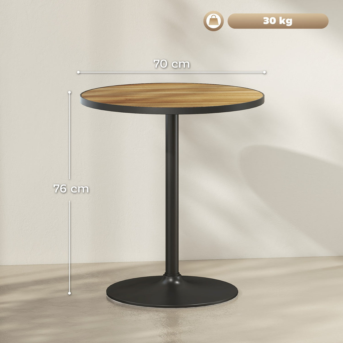 Round dining table, oak look, compact design, for 2-4 people, oak