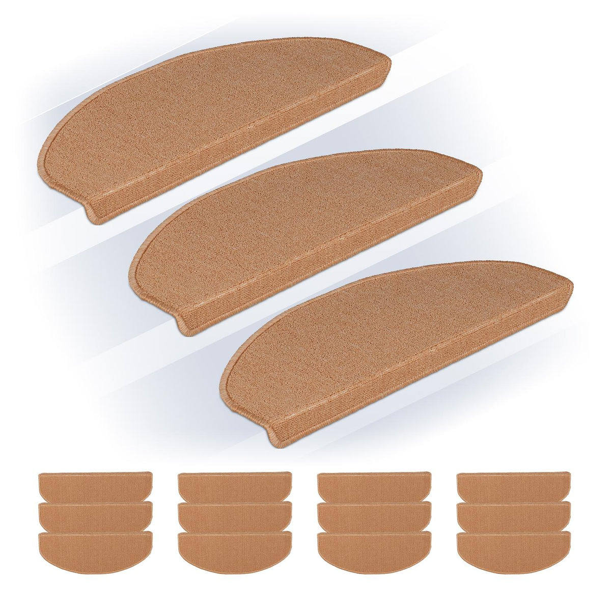 Rounded Stair Treads Set of 15 – Non-Slip, Self-Adhesive