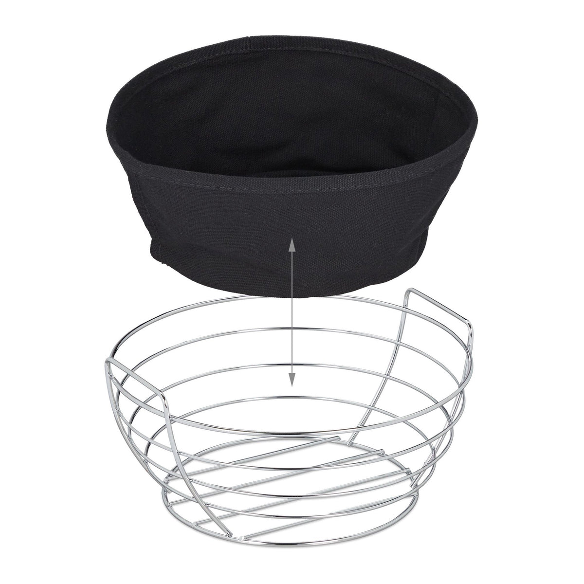 Round metal bread basket with cover