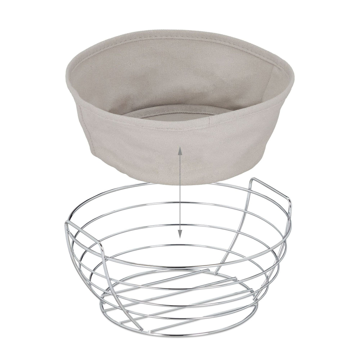 Round metal bread basket with cover