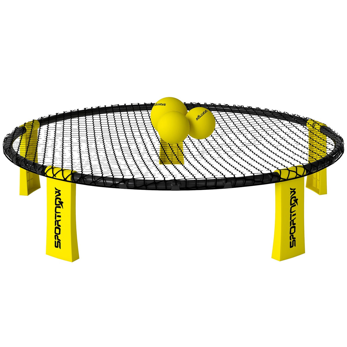 Roundnet Set Game set with play net 3 balls carrying bag ball pump  Ø92 x 20 cm yellow