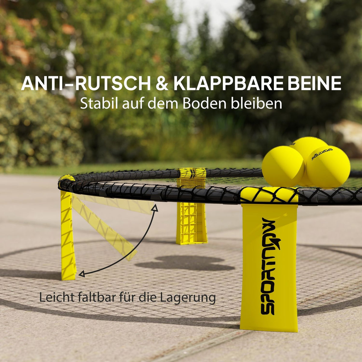 Roundnet Set Game set with play net 3 balls carrying bag ball pump  Ø92 x 20 cm yellow