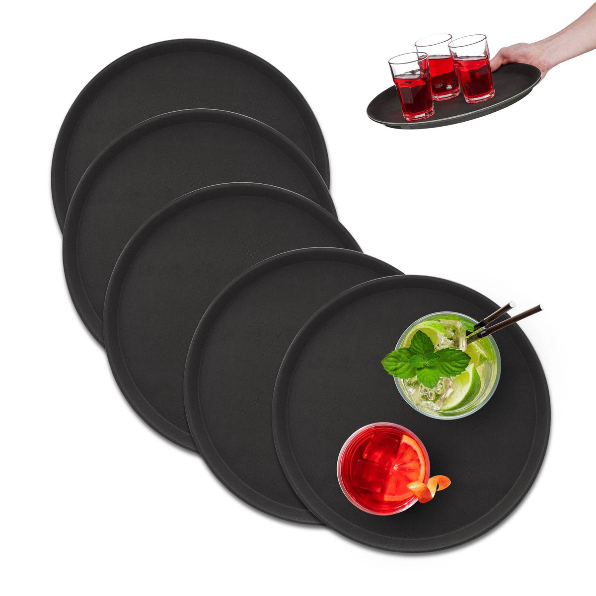 Round serving tray set of 5 35 cm