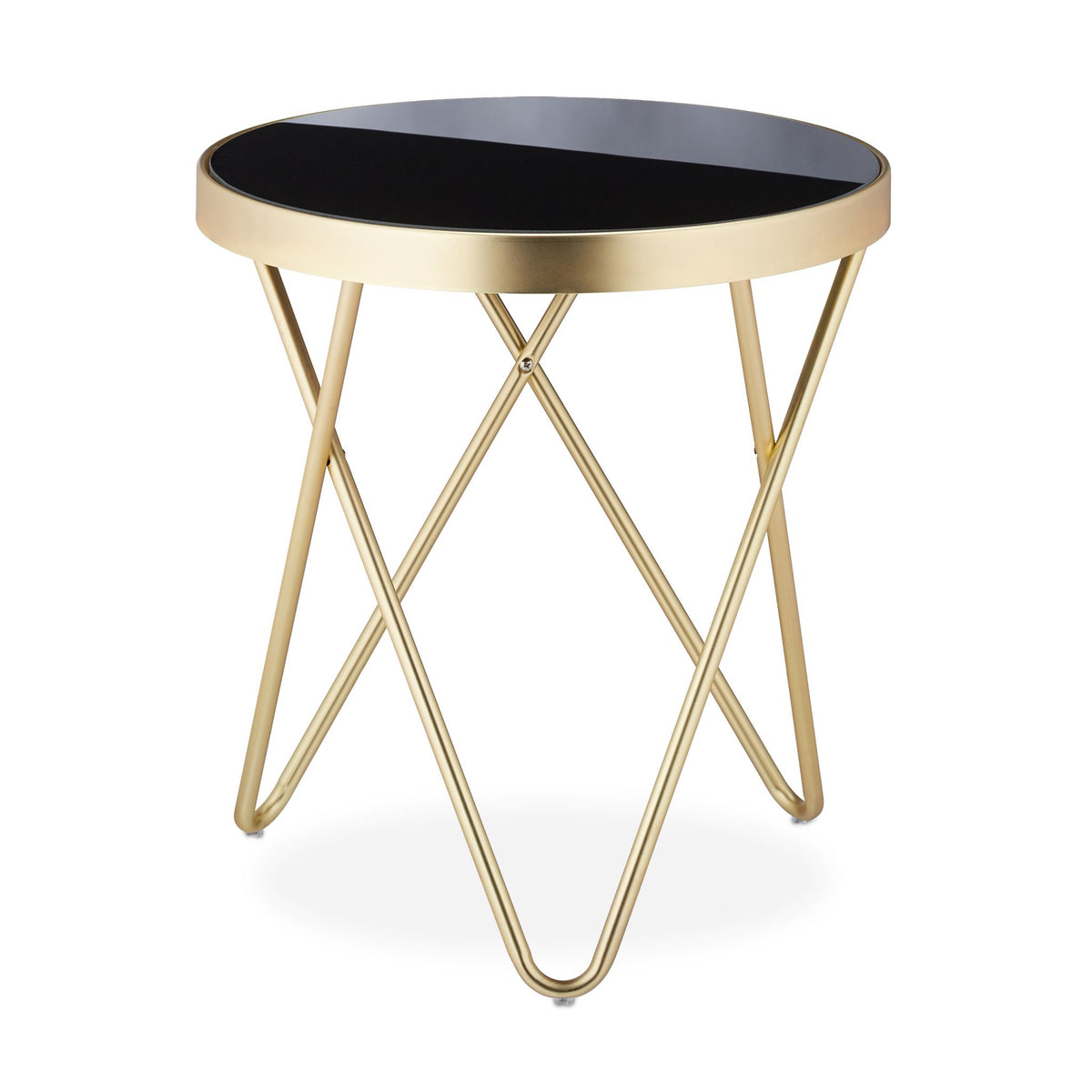 Round side table black-gold