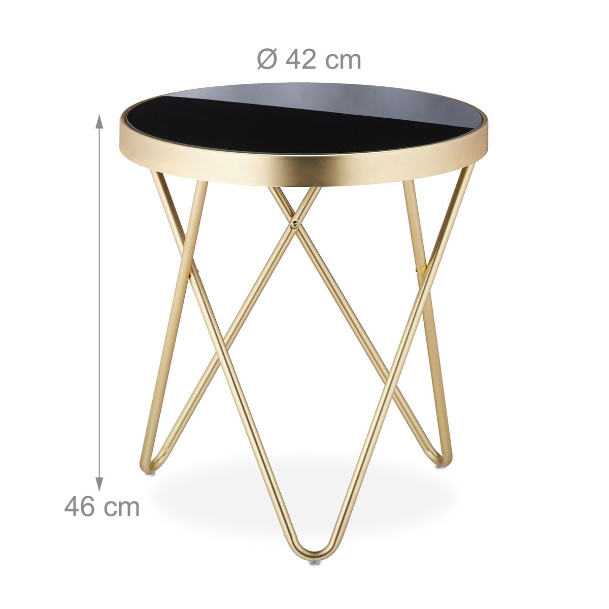 Round side table black-gold