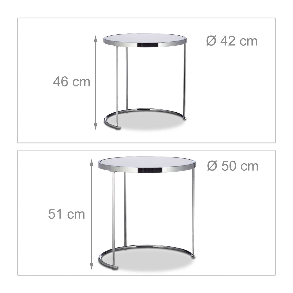 Round side table in silver