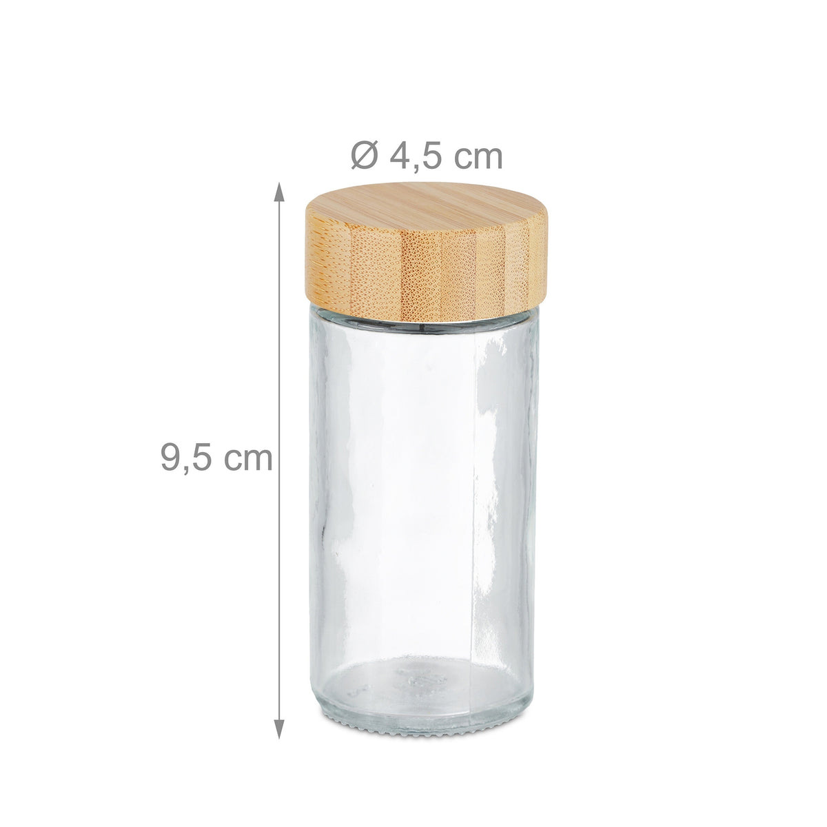 Round spice jars with bamboo lids