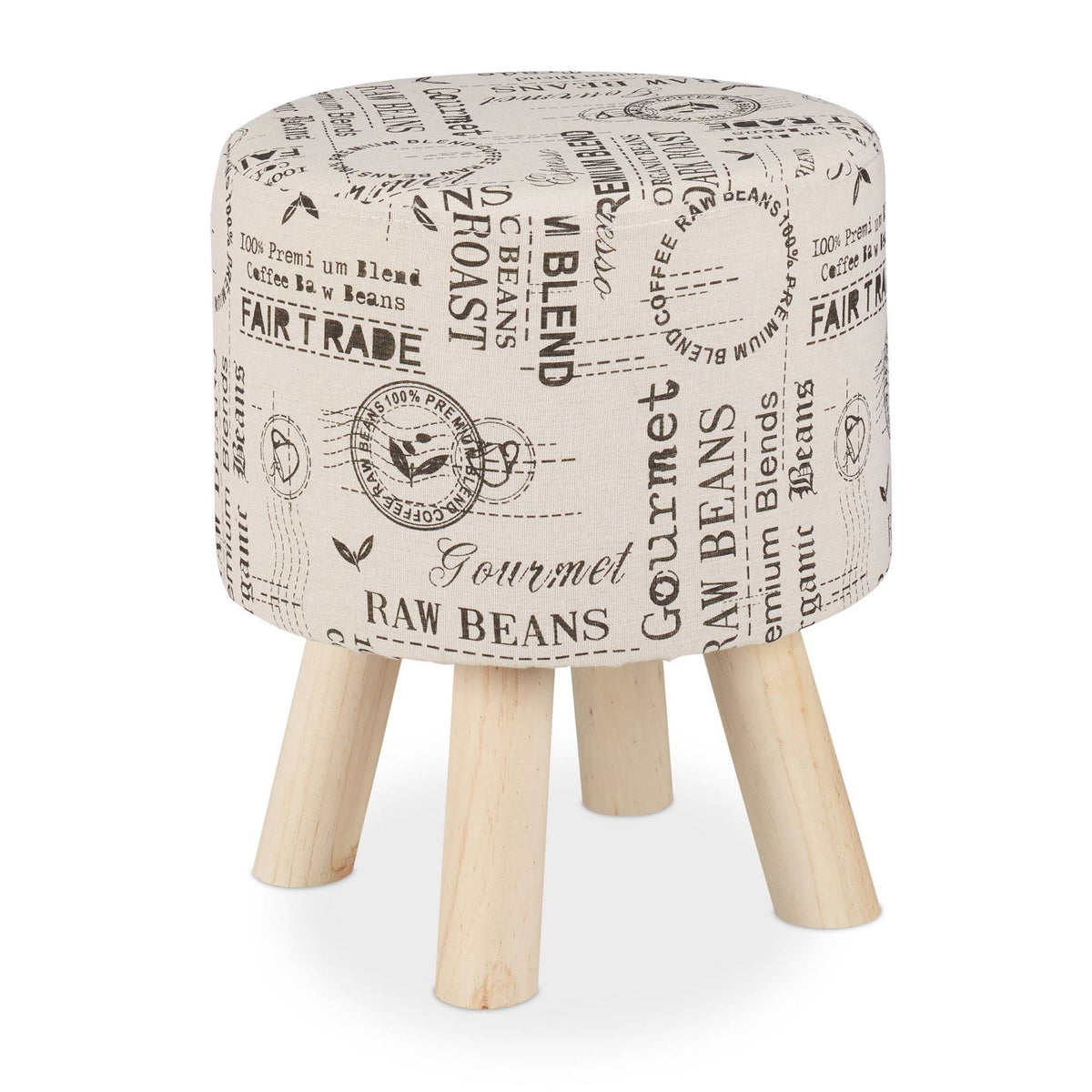 Round stool with fabric upholstery
