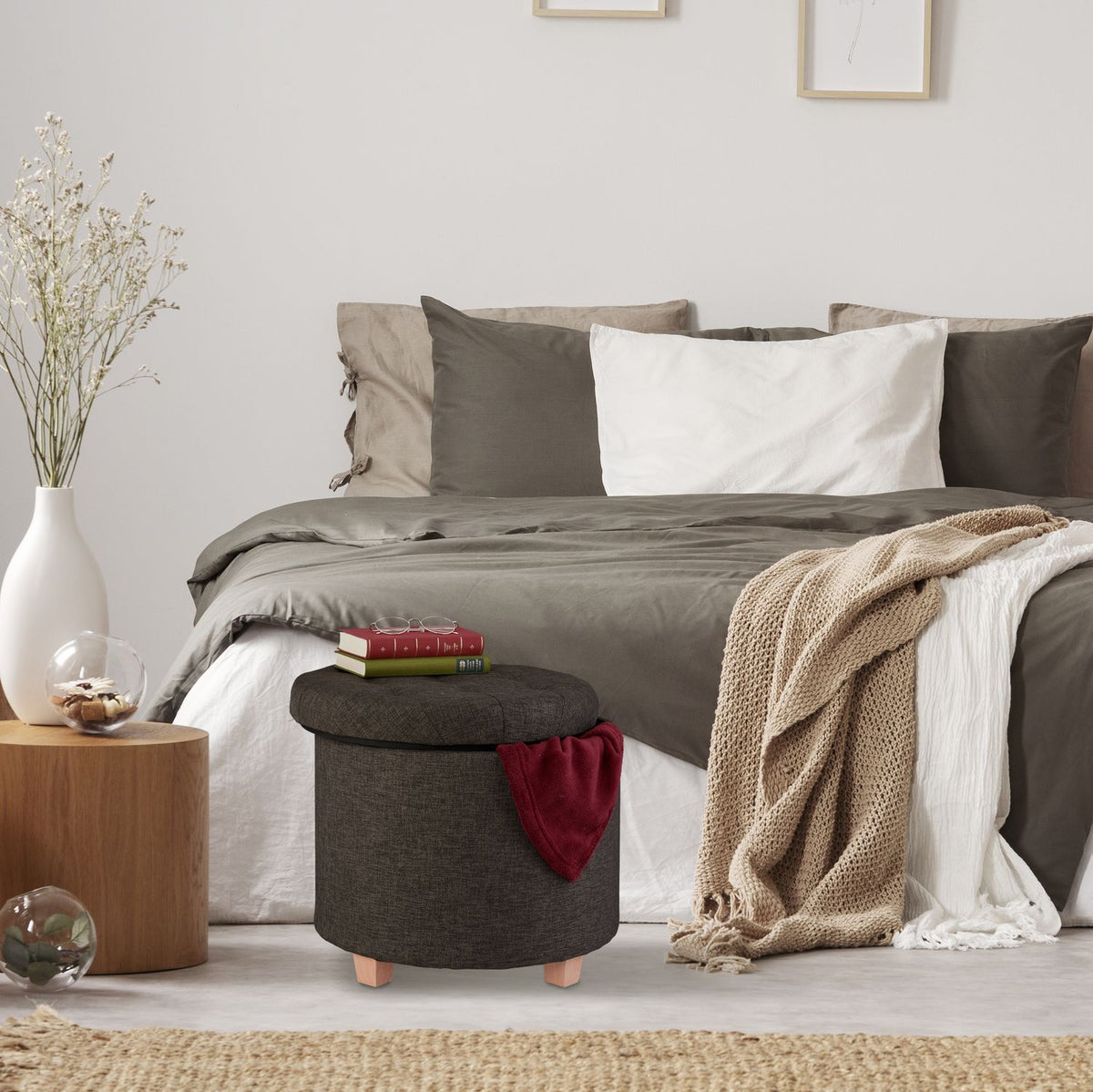 Round stool with storage space