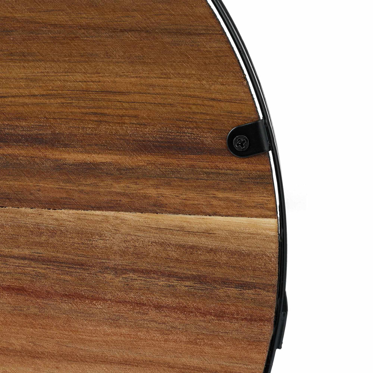 Round tray in wood and iron