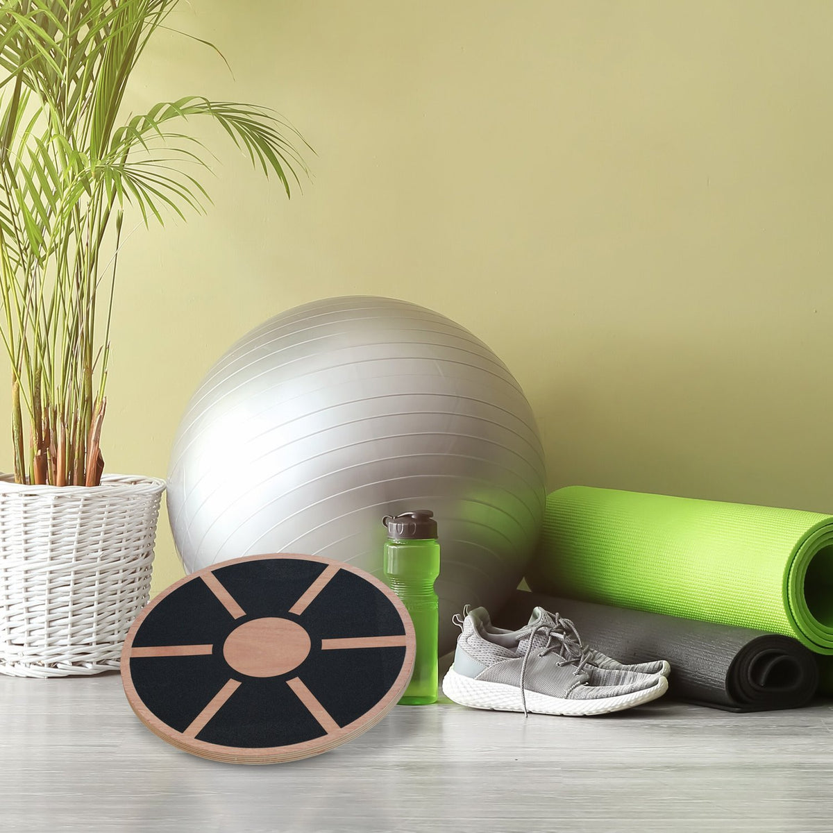 Round wooden balance board