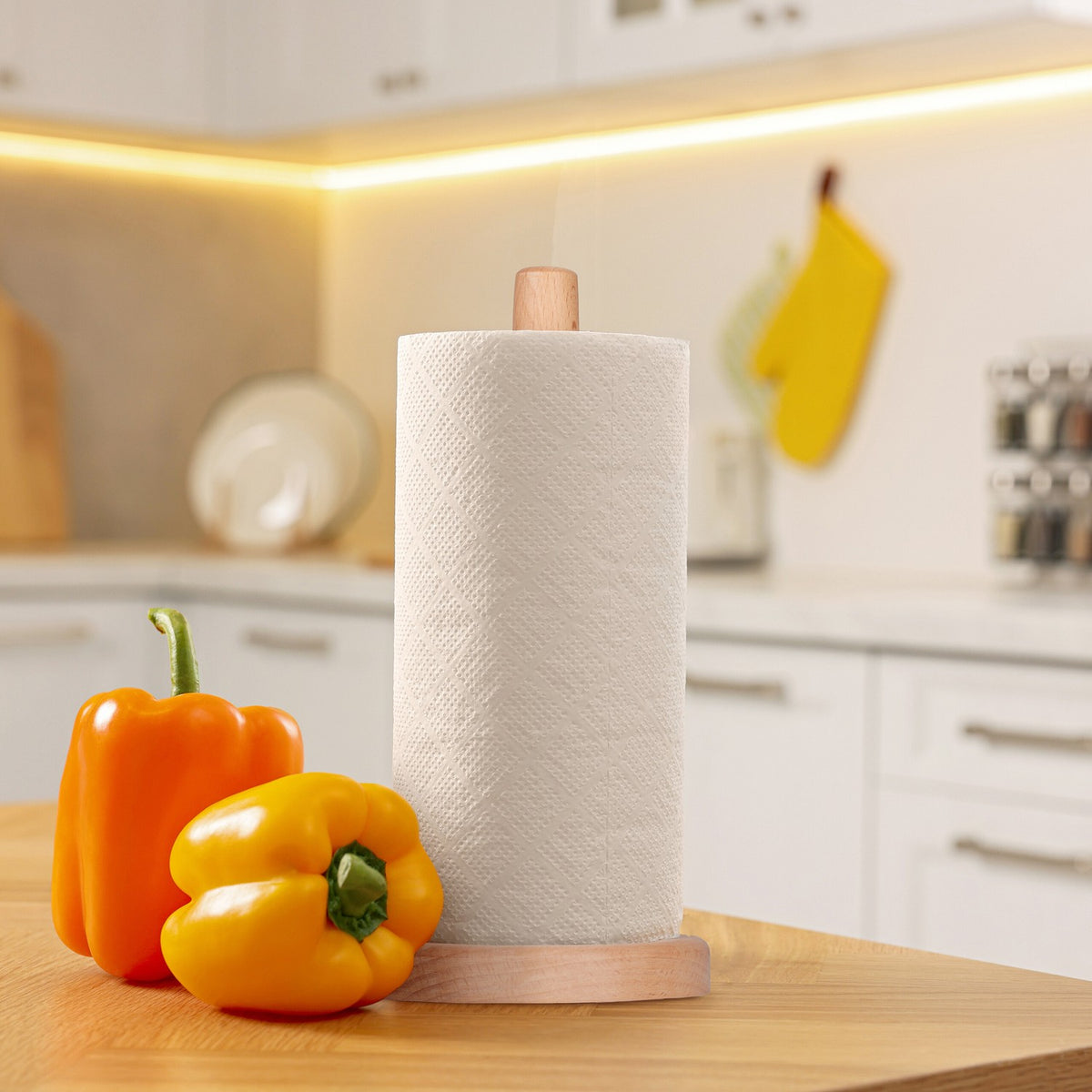 Round wooden paper towel holder