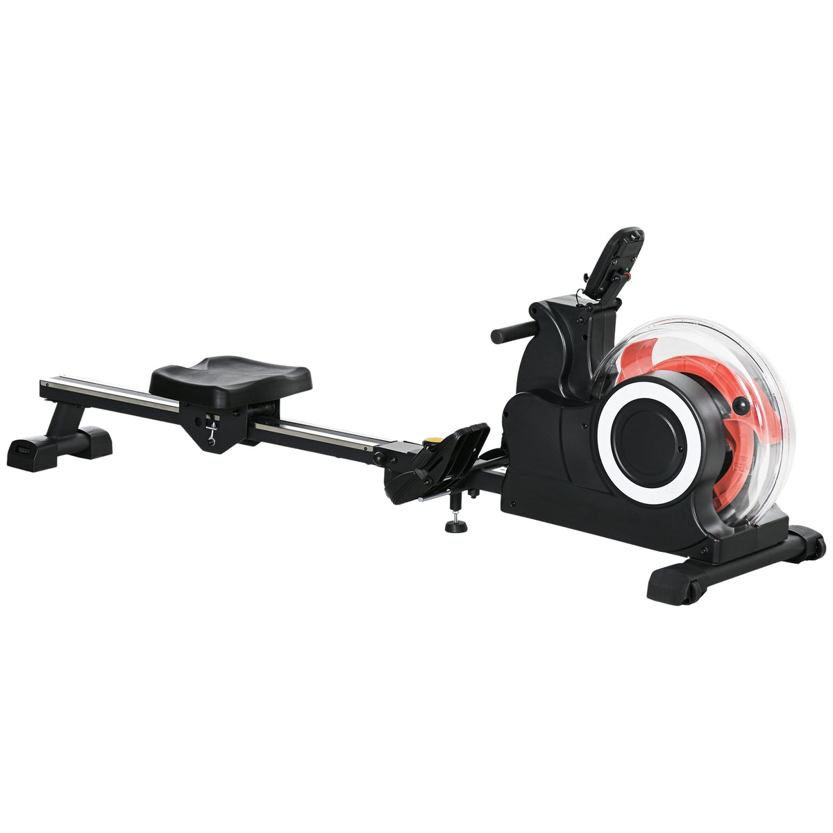 Rowing machine for home, foldable rowing machine with water resistance, water rowing machine with LCD display, tablet stand, wheels