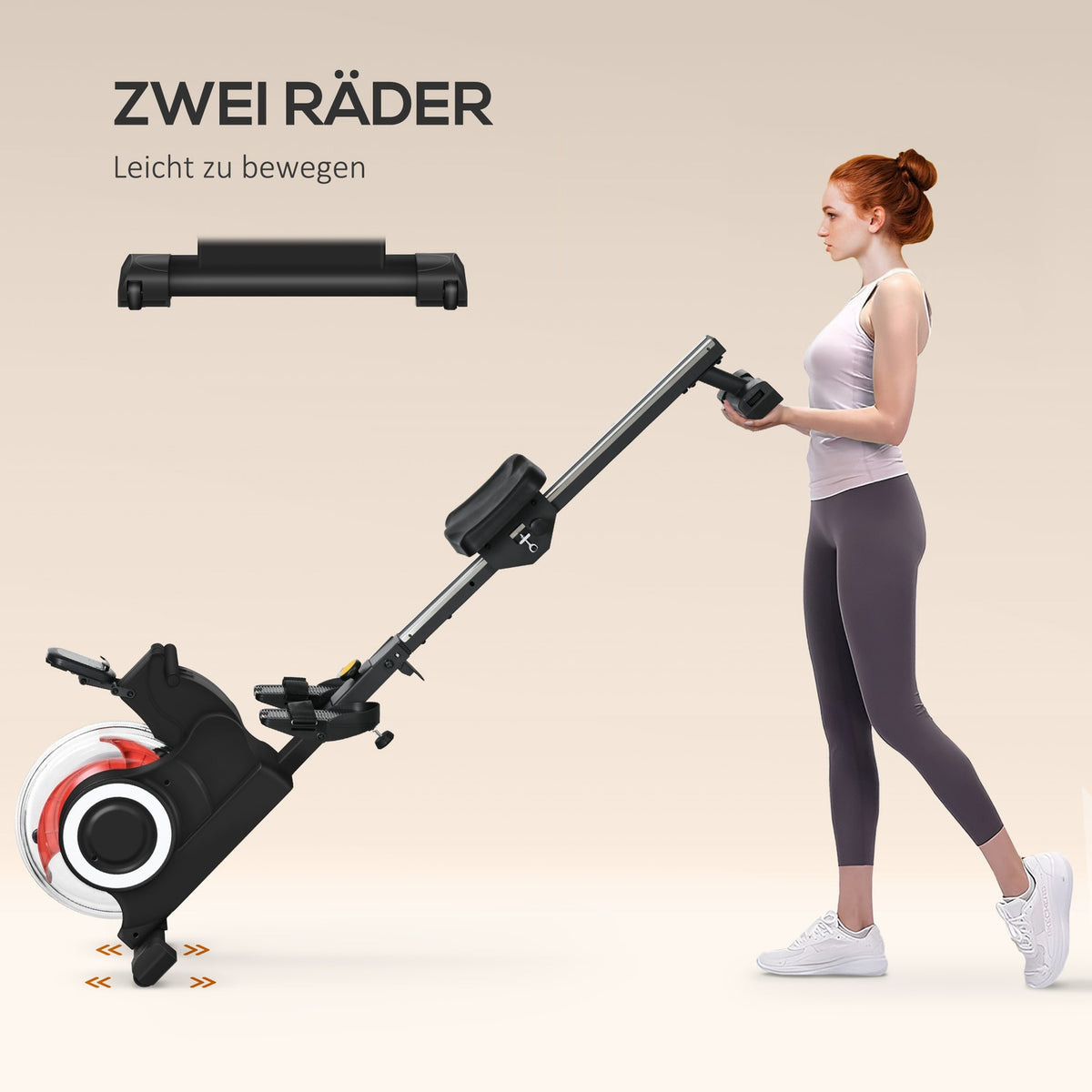 Rowing machine for home, foldable rowing machine with water resistance, water rowing machine with LCD display, tablet stand, wheels