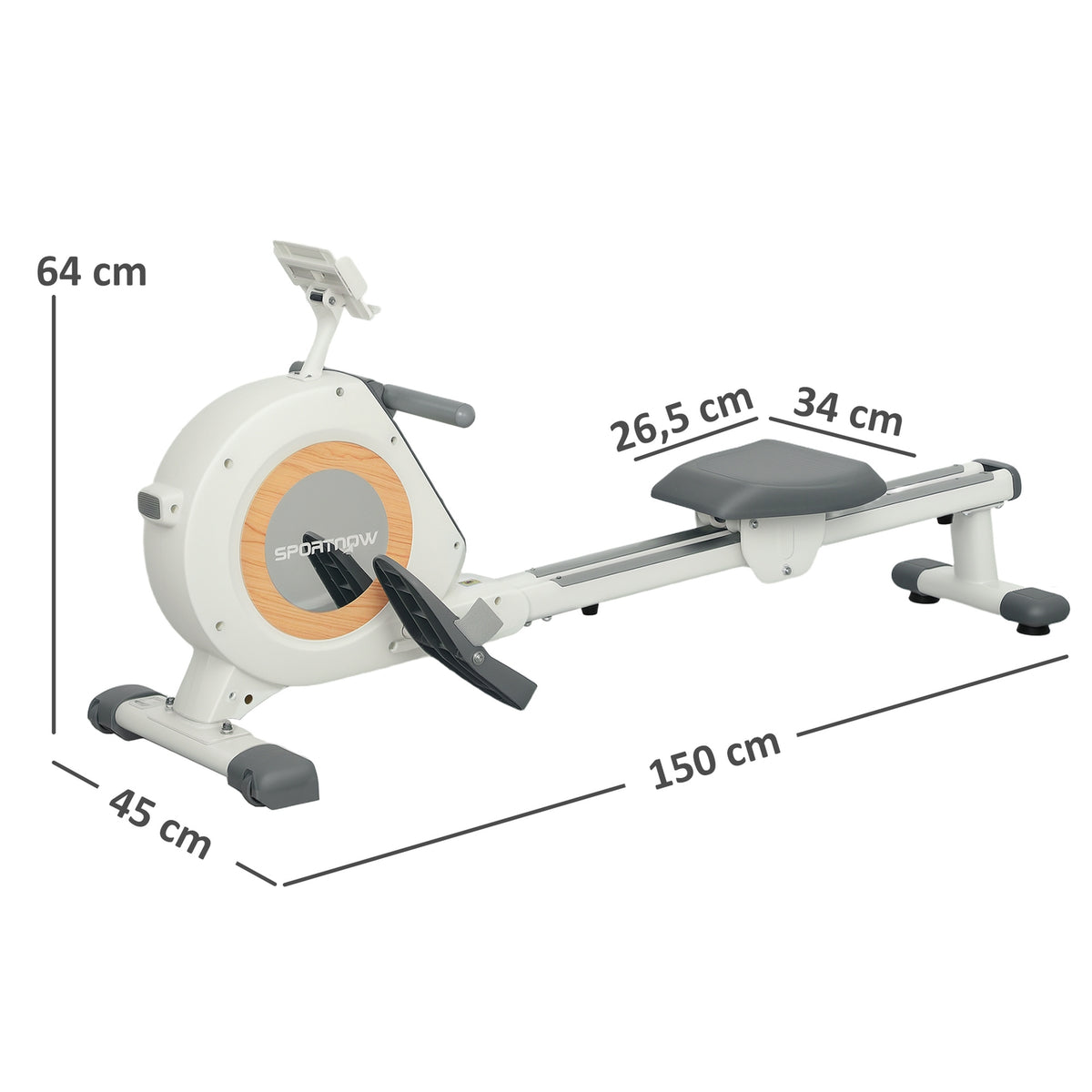 Rowing machine for home, magnetic rowing machine with 16 resistance levels, LCD monitor, rowing machine with phone/IPAD holder, for cardio training, load capacity up to 150kg
