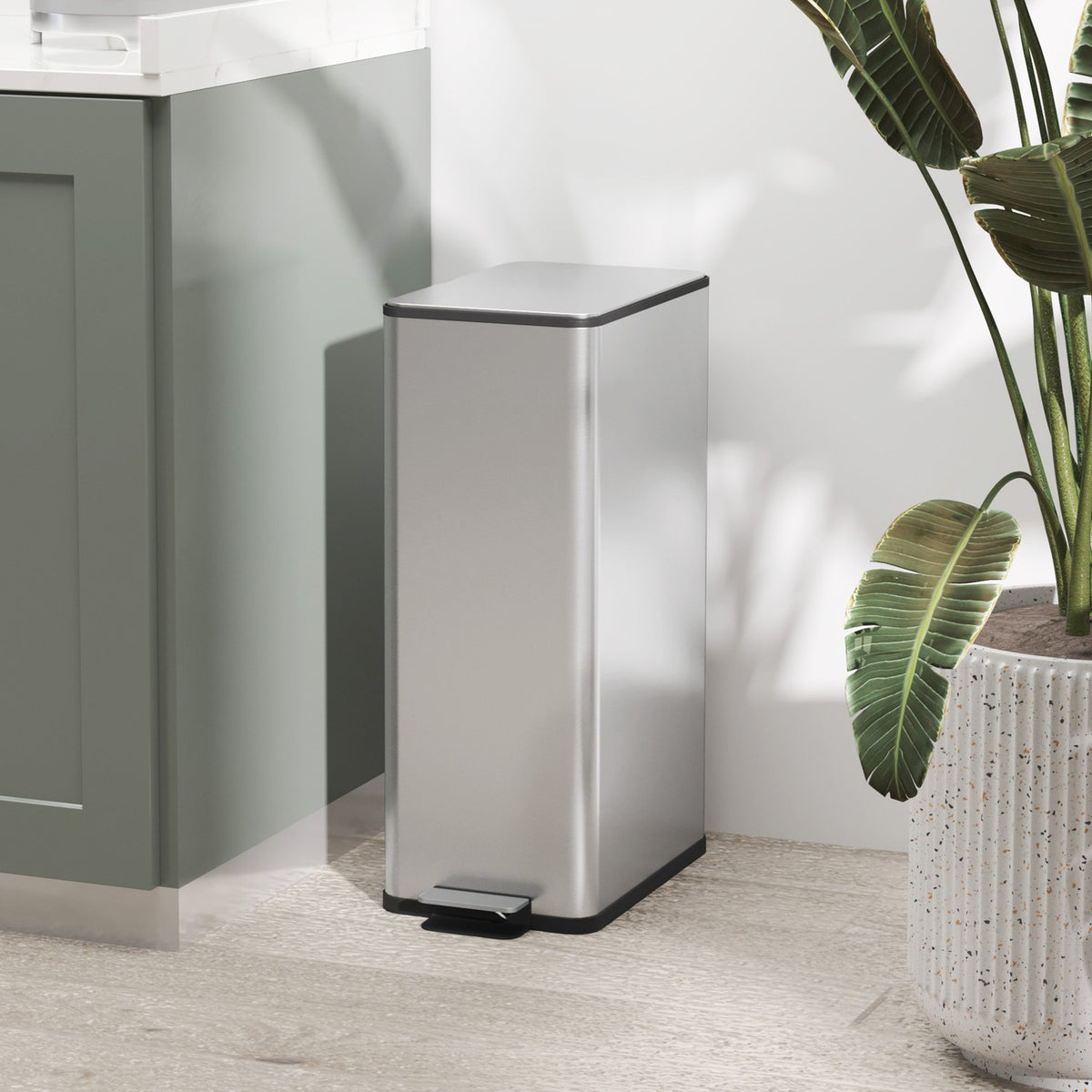 Rubbish bin 20L pedal bin stainless steel with lid and foot pedal, cosmetic bin with inner bin for living room and office, 21.5 x 37.2 x 57 cm