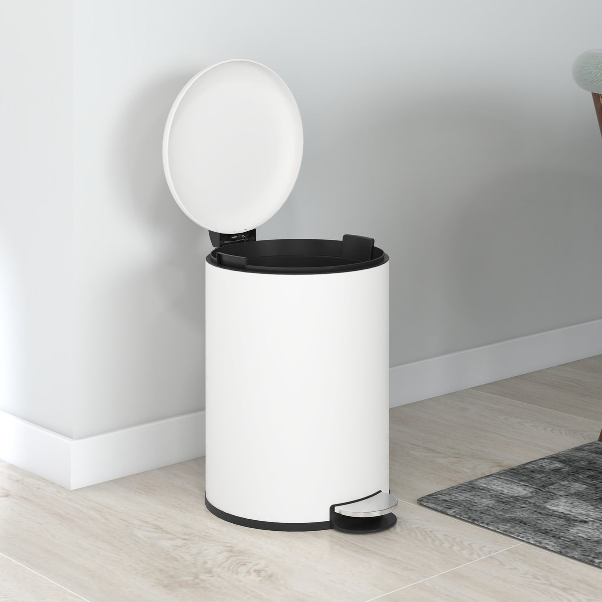 Rubbish bin 20L pedal bin with lid and foot pedal, cosmetic bin made of metal, rubbish bin with inner bin for living room and office, 36 x 30 x 44.5 cm