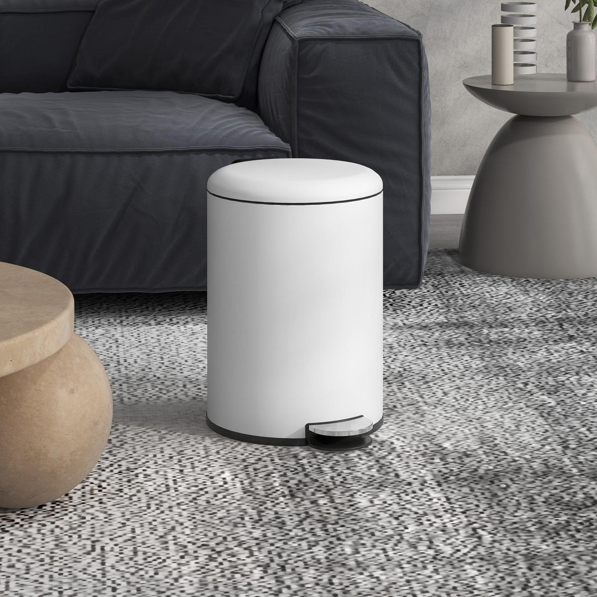Rubbish bin 20L pedal bin with lid and foot pedal, cosmetic bin made of metal, rubbish bin with inner bin for living room and office, 36 x 30 x 44.5 cm