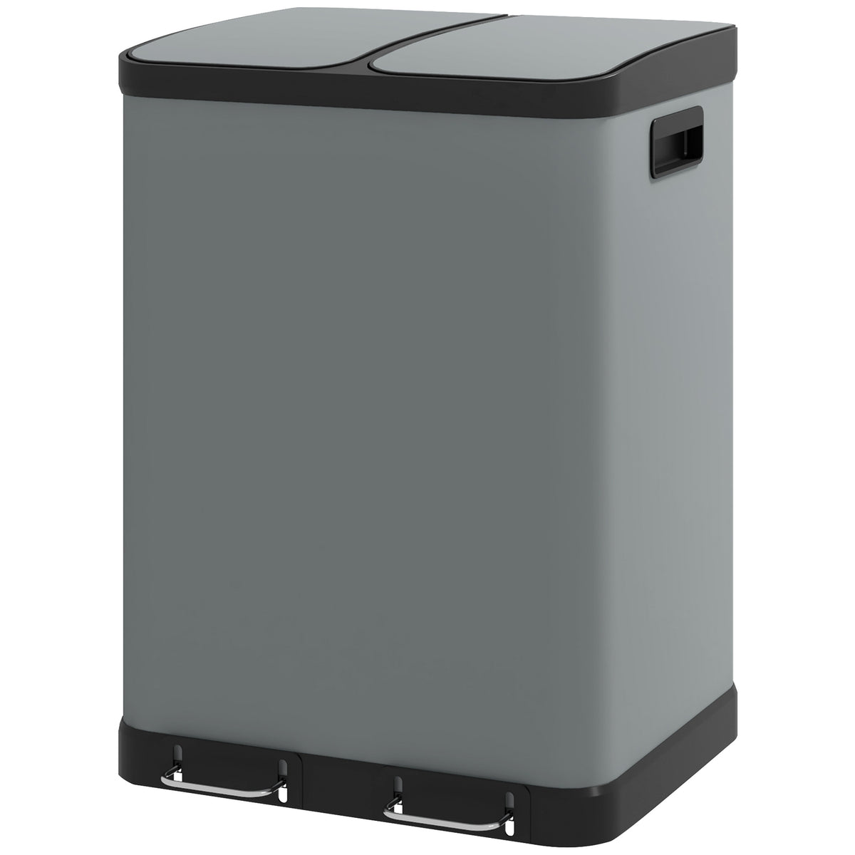 Rubbish bin 2x30L pedal bin cosmetic bin with lid and foot pedal, metal rubbish bin with inner bin for living room and office, 48.8x39.5x67cm