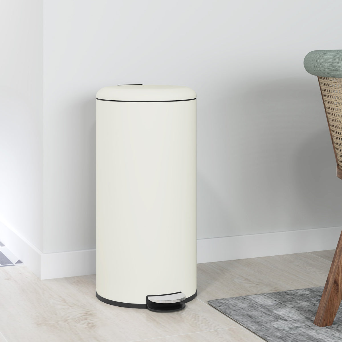 Rubbish bin 30L pedal bin, cosmetic bin, waste bin with lid and foot pedal, rubbish bin with inner bin, for living room, office, metal, 36 x 30 x 63.5 cm