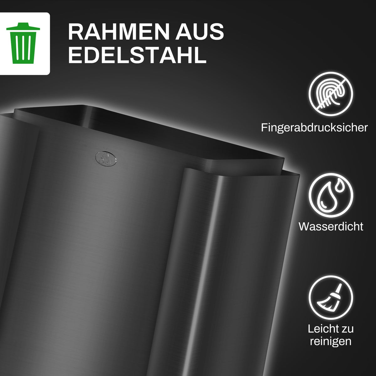 Rubbish bin 3 x 15L pedal bin with lid and foot pedal, stainless steel waste bin with inner bin for living room and office 61.9 x 36.6 x 43.2 cm