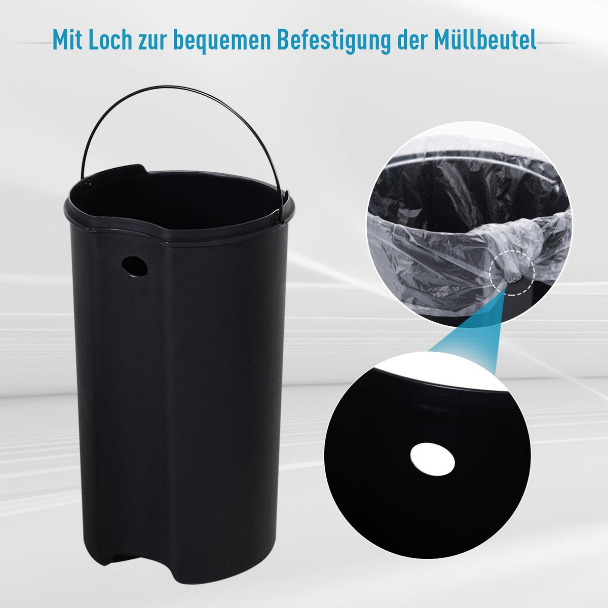 Rubbish bin, pedal bin with inner bin, 12 L, soft closing, stainless steel, PP, diameter 25.8 x H42 cm