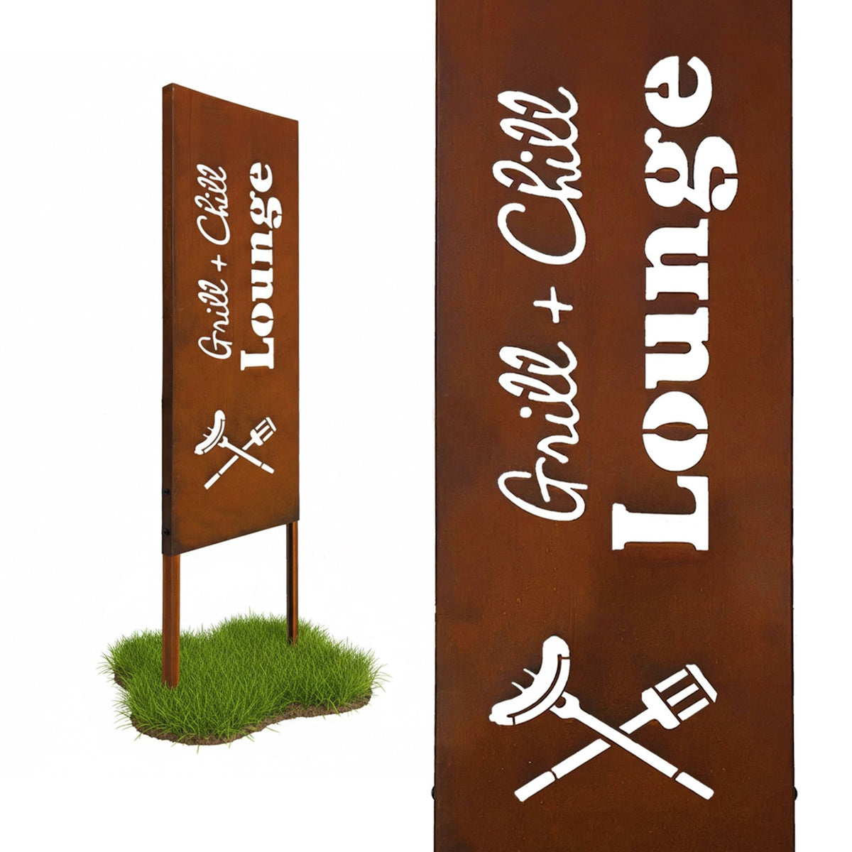 Rust-Patina Decorative Garden Stake, Weatherproof Ornament