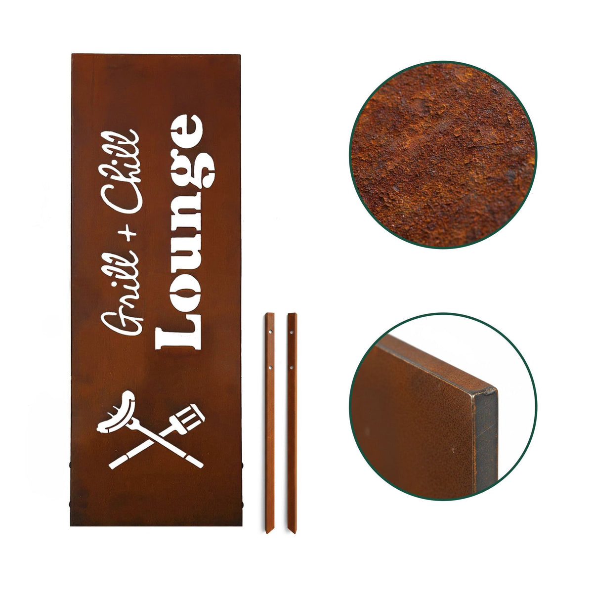 Rust-Patina Decorative Garden Stake, Weatherproof Ornament