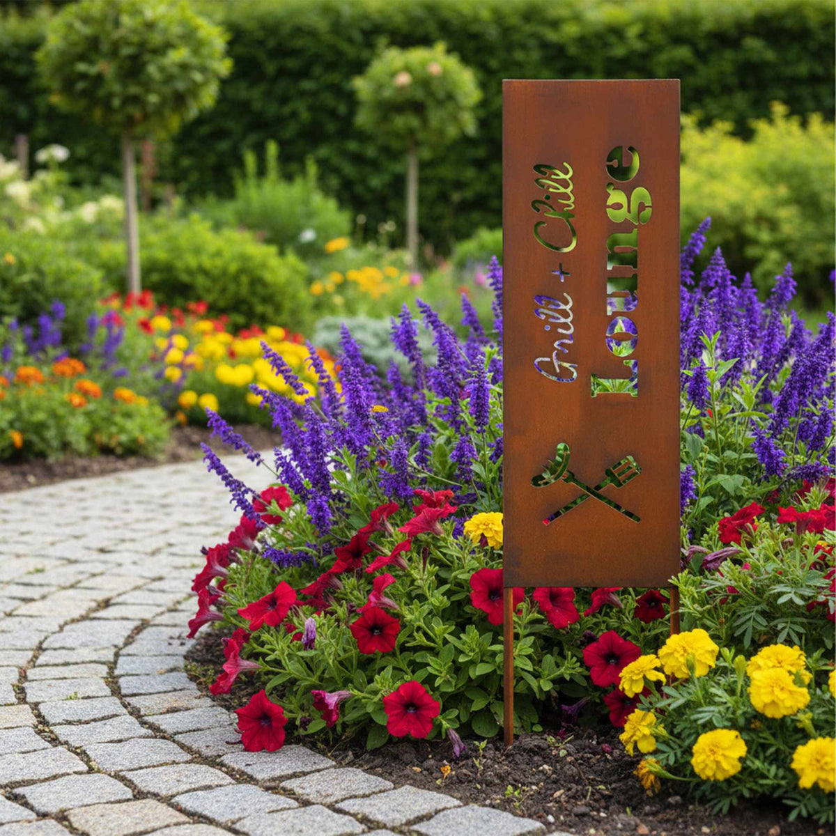 Rust-Patina Decorative Garden Stake, Weatherproof Ornament