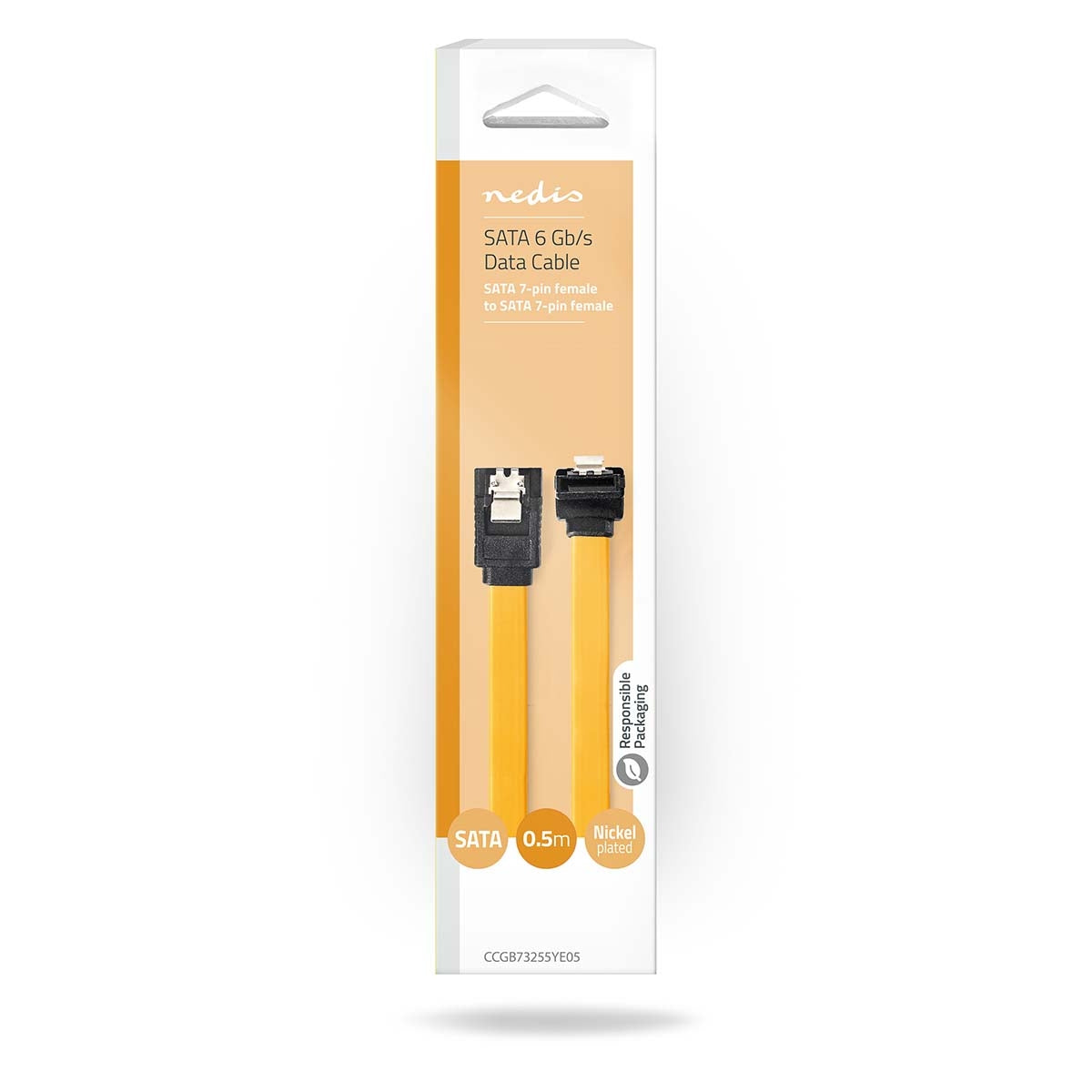 SATA cable | 6 Gbps | SATA 7-Pin Female | SATA 7-Pin Female | Nickel Plated | 0.50 m | Flat | PVC | Yellow | Box