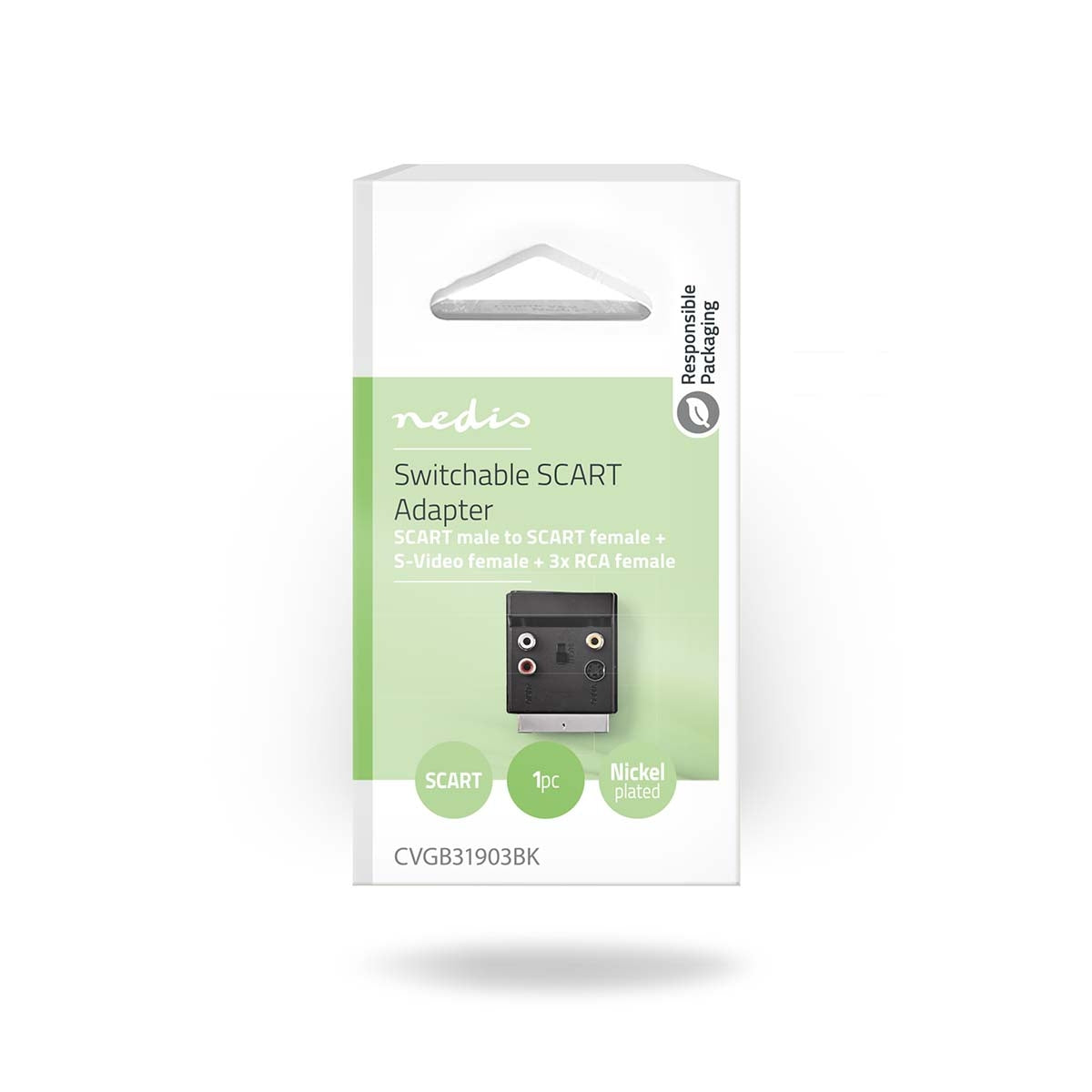 SCART Adapter | SCART Male | S-Video Female / SCART Female / 3x RCA Female | Nickel Plated | Switchable | ABS | Black | 1 pcs | Box
