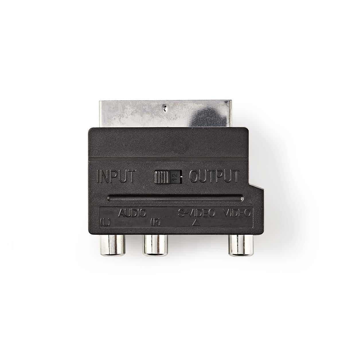 SCART adapter | SCART Male | S-Video Female / 3x RCA Female | Nickel Plated | Switchable | ABS | Black | 1 pc. | Plastic bag