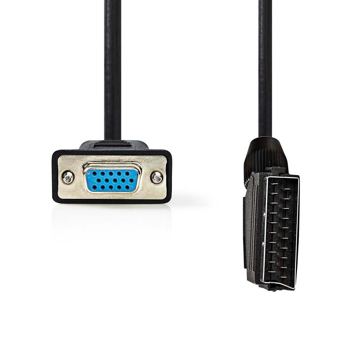SCART cable | SCART Male | VGA female 15p | Nickel Plated | 480p | 2.00 m | Round | PVC | Black | Label