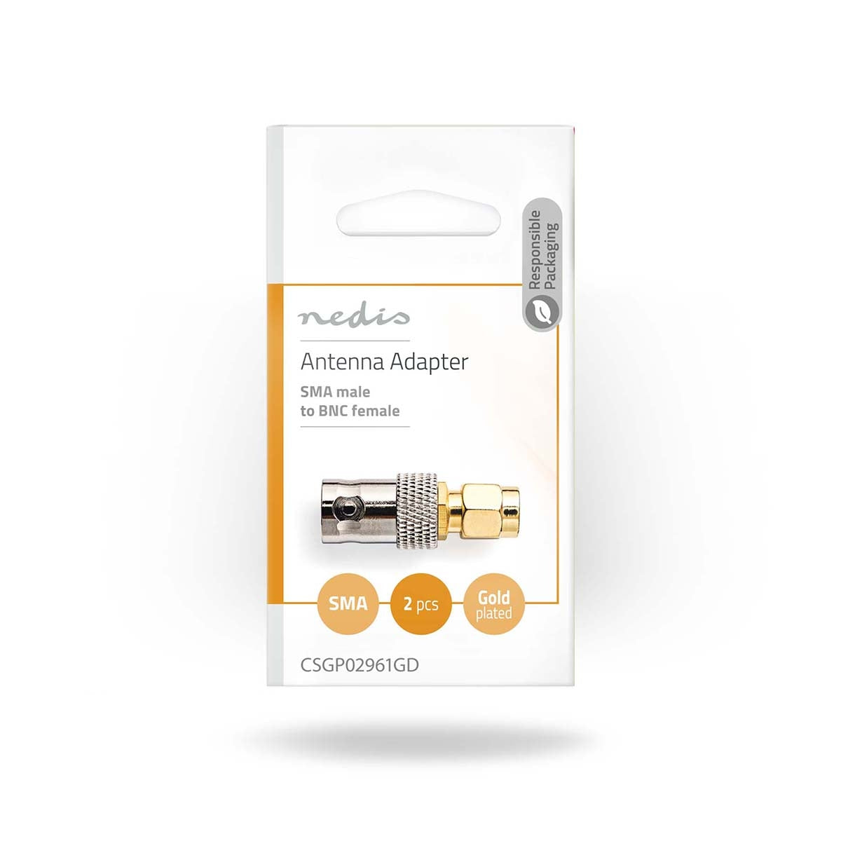 SMA Adapter | SMA Male | BNC Female | Gold Plated | 50 Ohm | Straight | Copper | Gold | 2 pcs. | Envelope