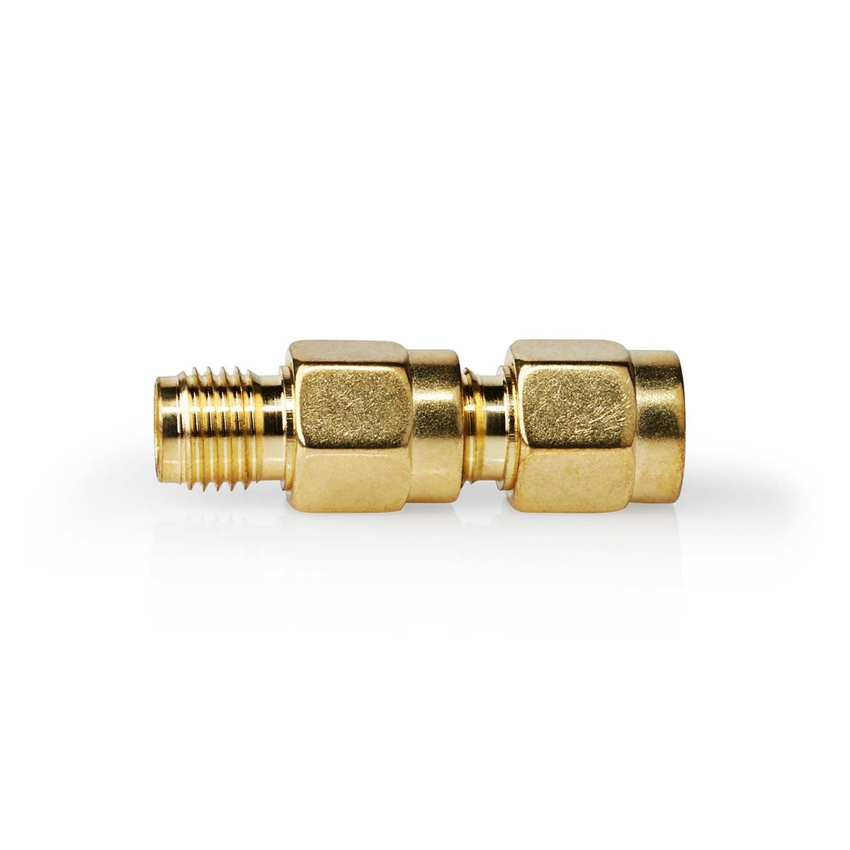 SMA Adapter | SMA Male Reverse Polarity | SMA Female | Gold Plated | 50 Ohm | Straight | Copper | Gold | 2 pcs. | Box