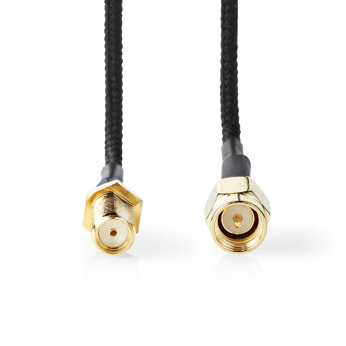 SMA Cable | SMA Female | SMA Male | Gold Plated | 50 Ohm | Single Shielded | 0.50 m | Round | Braided | Black | Label