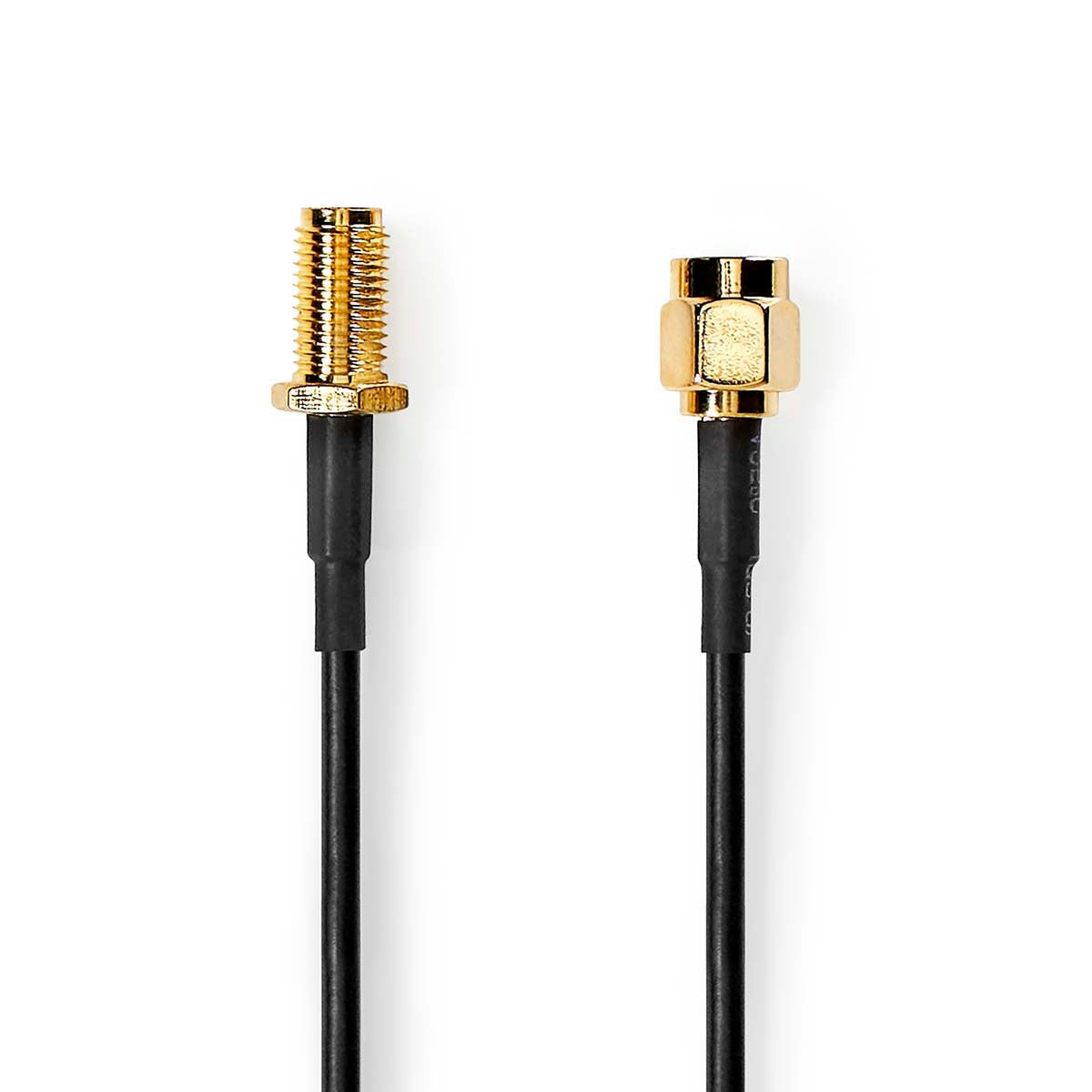 SMA Cable | SMA Male | SMA Female | Gold Plated | 50 Ohm | Single Shielded | 1.00 m | Round | PVC | Black | Label