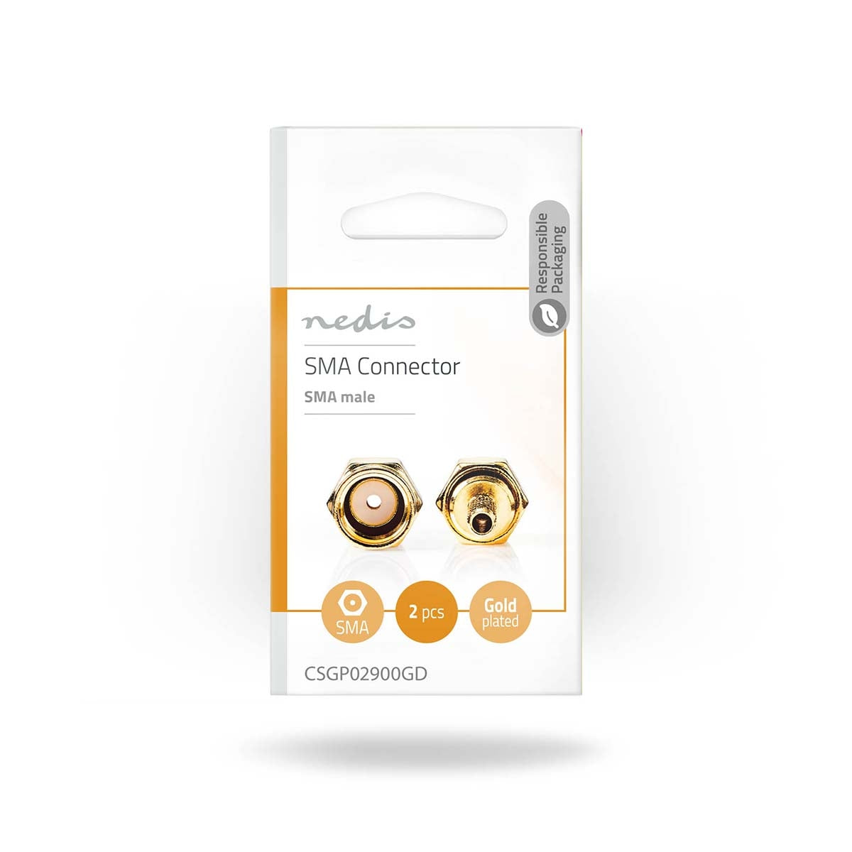 SMA connector | Straight | Male | Gold Plated | 50 Ohm | Shrink | Cable input diameter: 2.55 mm | Metal | Gold | 2 pcs. | Envelope